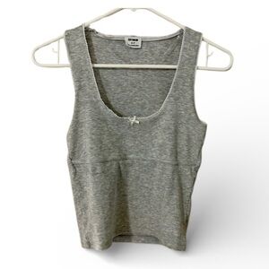 Cotton On Heather Gray Tank Top With White Lace Trim Women’s Size Small